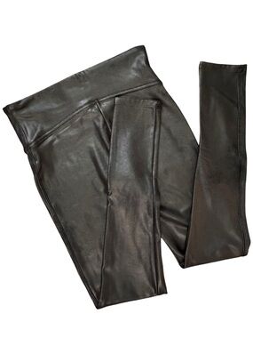 NWT SPANX Faux Leather Leggings Black Petite Size